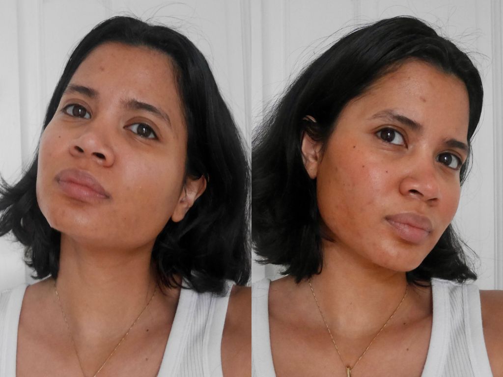 Before and after Rare Beauty Soft Pinch Luminous Powder Blush